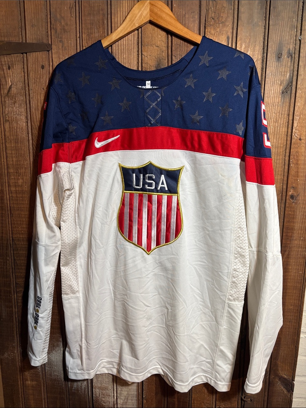 Nike USA Hockey 2014 Sochi Olympics Long-Sleeve Jersey - White/Blue/Red